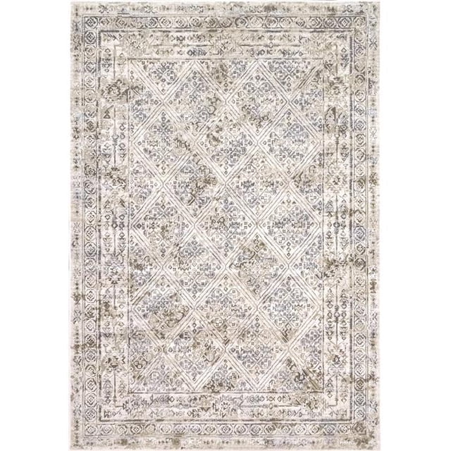 Dynamic Rugs CU46982066242 Tapis Rectangulaire Moderne Chateau 3 Pi. 6 Po. x 5 Pi. 6 Po. - 6242 Beige & Bleu
