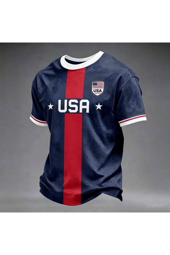Men USA Soccer Jersey Shirts American Flag Graphic Short Sleeve Tee Crew Neck T Shirt Happy Fashion Jerseys for Men 2026 Football Tee, Wine XXXL