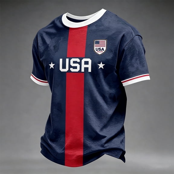 Us Mens Soccer Jersey Shirts 2026 Country Team Short Sleeve Crew Neck Fan International Football Shirt Retro Streetwear Top, Wine XXL