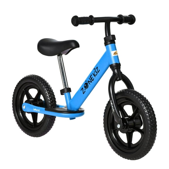 Qaba 12" Kids Balance Bike No Pedal Bicycle Adjustable Seat and Handlebar Training Toddler Bike 3 - 5 Years Blue
