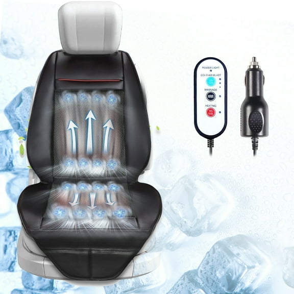 Practisol 3-in-1 Black Leather Cooling & Heated Car Seat Covers with16-Fan