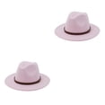 thumbnail image 1 of Sombrero con hebilla de cinturón Sonducket Vestido de moda de otoño Gorros de ala ancha Lana Rosa 58cm 2piezas, 1 of 6