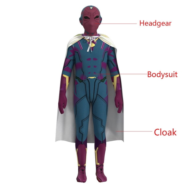 Vengadores Wanda Vision adultos niños Cosplay disfraz Halloween superhéroe mono conjunto de ropa mono para hombres niños trajes de batalla Gao Jinjia LED