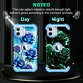 thumbnail image 2 of CASEFIV for iPhone 11 Case,Shiny in The Dark Three Layer Heavy Duty Shockproof Protection Hard Plastic Bumper +Soft Silicone Rubber Protective Case 6.1 inch,Blue Rose, 2 of 6