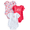 Pink & Red Multi, variant on Wonder Nation Baby Girls Bodysuit with Short Sleeves, Sizes 0-24 Months