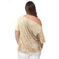 thumbnail image 2 of Women's Plus Size Sequin One Shoulder Short Sleeve Party Top, 2 of 6
