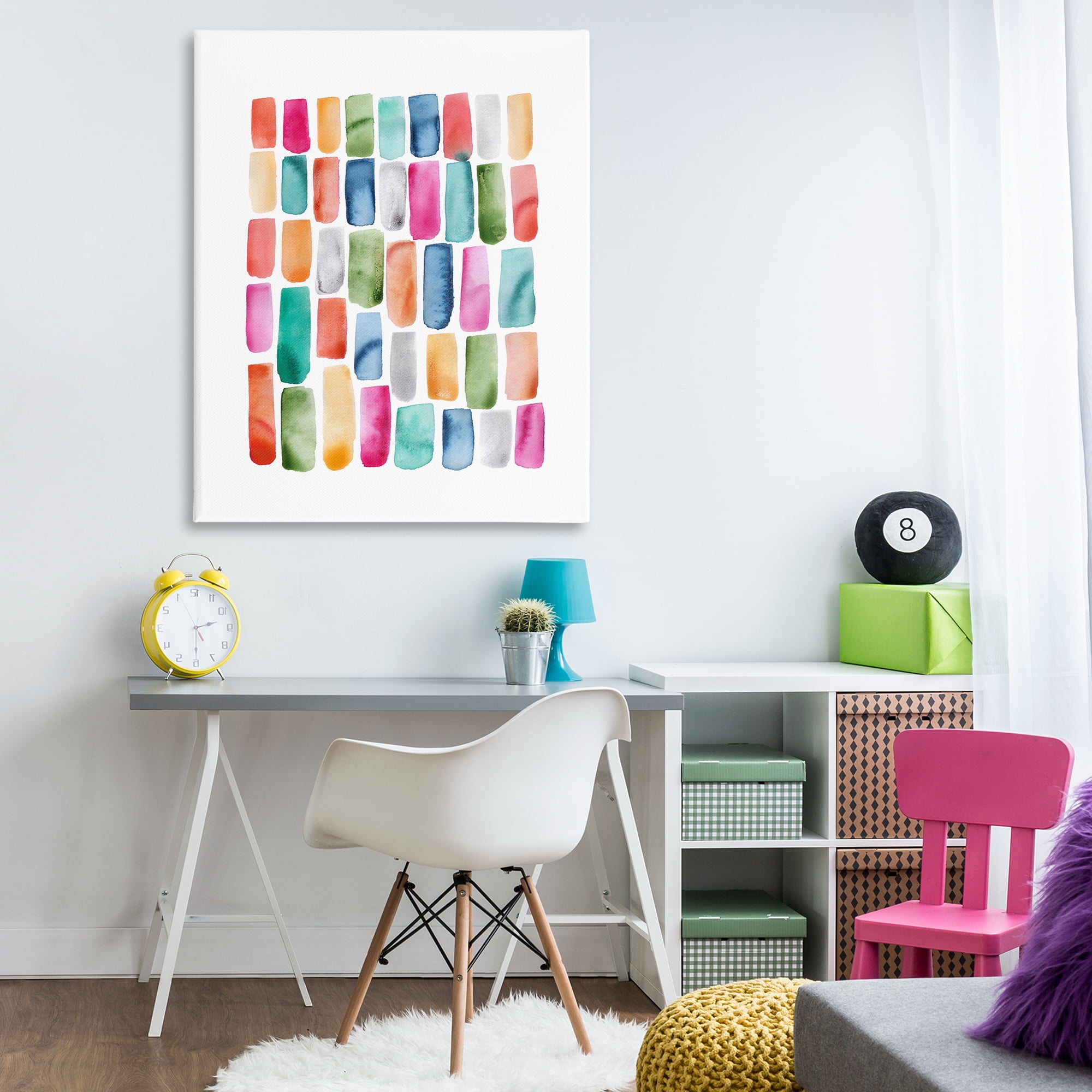 Stupell Industries Bright Abstract Brushstrokes Abstract Painting Gallery Wrapped Canvas Art Print Wall Art, 36 x 48