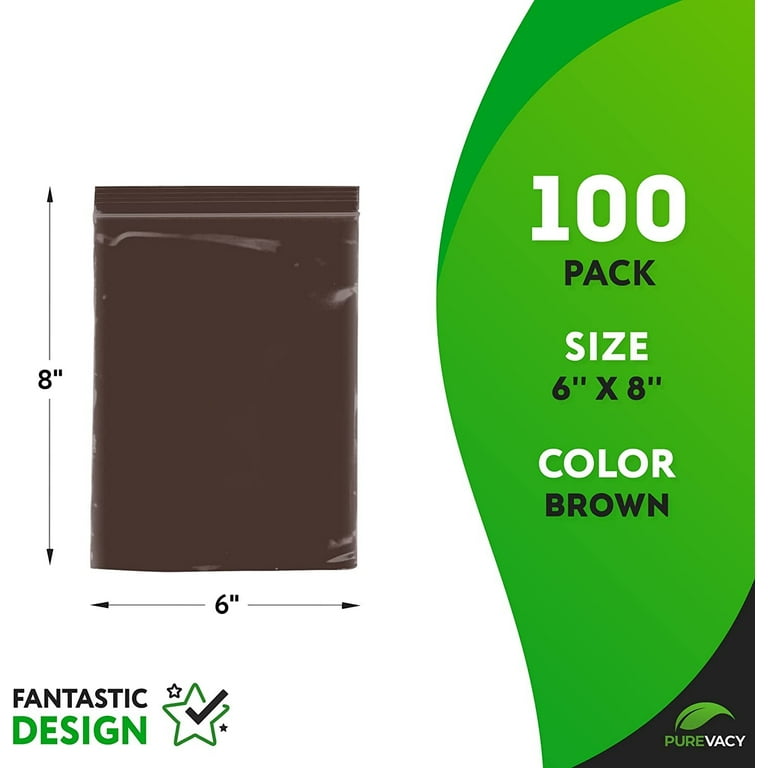  PUREVACY Amber Zip Bags 6 x 8, Brown Poly Zip Bags for Storage  100 Pack, Polyethylene Plastic Bags Resealable 3 Mil, Water-Resistant Poly  Zipper Bags, Plastic Zipper Bags for Electronics 