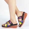 thumbnail image 4 of OIOLOYJM Womens Summer Wedge Sandals Orthopedic Arch Support Comfy Slip-On with Floral Hollow Design Peep Toe Platform Boho Beach Shoes Black US/6.5-7, 4 of 6