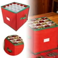 thumbnail image 2 of Christmas Ornament Storage Box Containers Premium Holiday Ornaments Organizer with Adjustable Dividers Pockets Clear Window Stores Up to 64 Ornament Storage Bin Zippered for Christmas Decorations Red, 2 of 8
