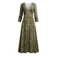 thumbnail image 3 of Wxolcjlv Women's Embroidery Maxi Dress Button Front V Neck Flowy Outdoor Travel Sundress, 3 of 3
