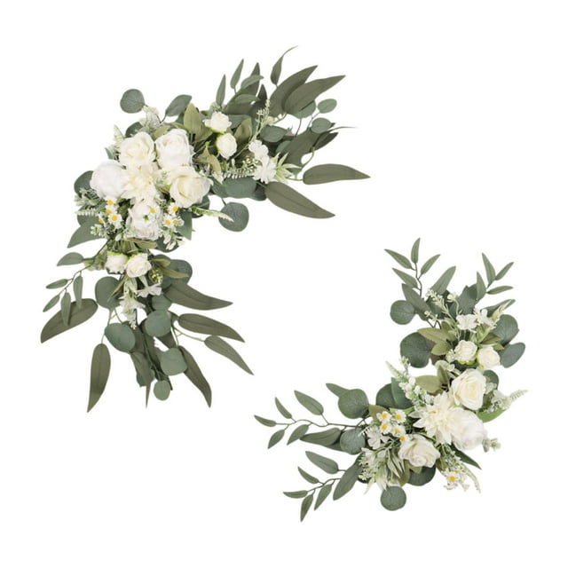 2 guirnaldas de flores artificiales para boda, elegantes y realistas. Blanco