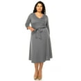 thumbnail image 2 of Women's Plus Size Wrap Dress 3/4 Sleeve V Neck Waist Tie, 2 of 6