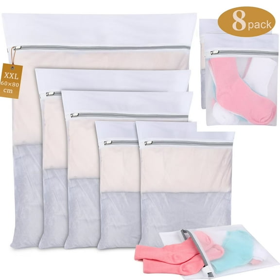 Angooni 8 Pack Mesh Laundry Bags Set - Dedicated Laundry Bags for Washing Machines, Multiple Sizes