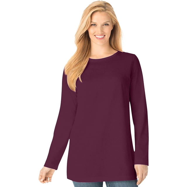 T-shirt à Manches Longues à Col Ras du Cou Parfait pour Femmes Grande Taille