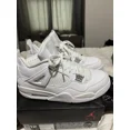 thumbnail image 4 of Ni - ke Ni - ke Air Jordan 4 Retro Pure Money White Metallic Silver Men's Size 12, 4 of 5