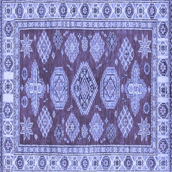 Ahgly Company Machine Washable Indoor Square Abstract Blue Modern Area Rugs, 6' Square