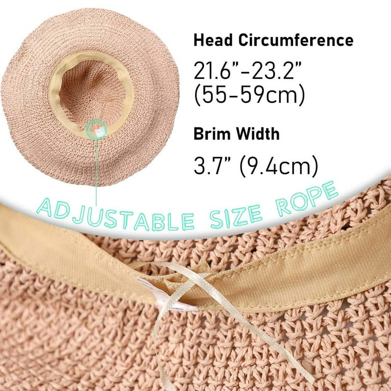 Macgin Women Floppy Sun Hat Summer Wide Brim Beach Cap Packable Cotton Straw Hat for Travel, Women's, Size: One size, Beige
