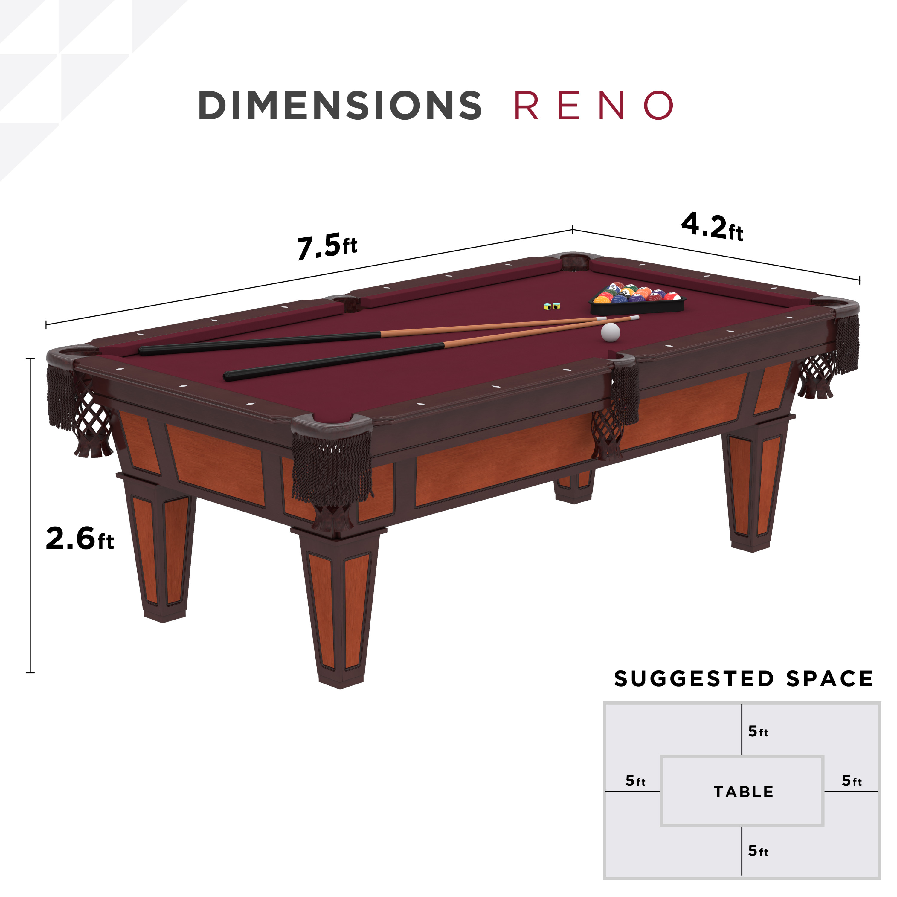 Fat Cat Reno 7.5' Pool Table with Pool Cues and Accessories - image 6 of 13