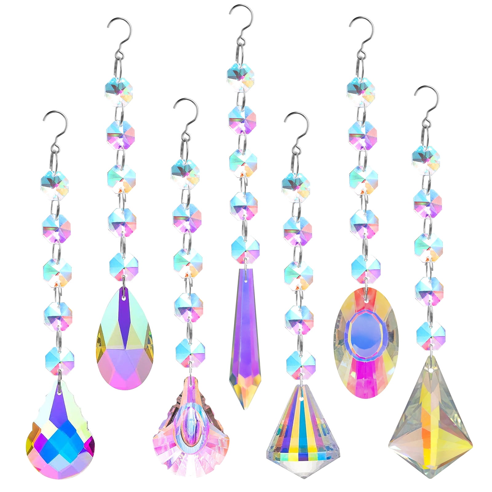 7pcs Hanging Crystal Suncatchers, EEEkit Rainbow Maker Sun Catchers for Window, Crystals Ball Prisms Suncatcher Hanging Pendant Ornament for Home Office Garden Decoration