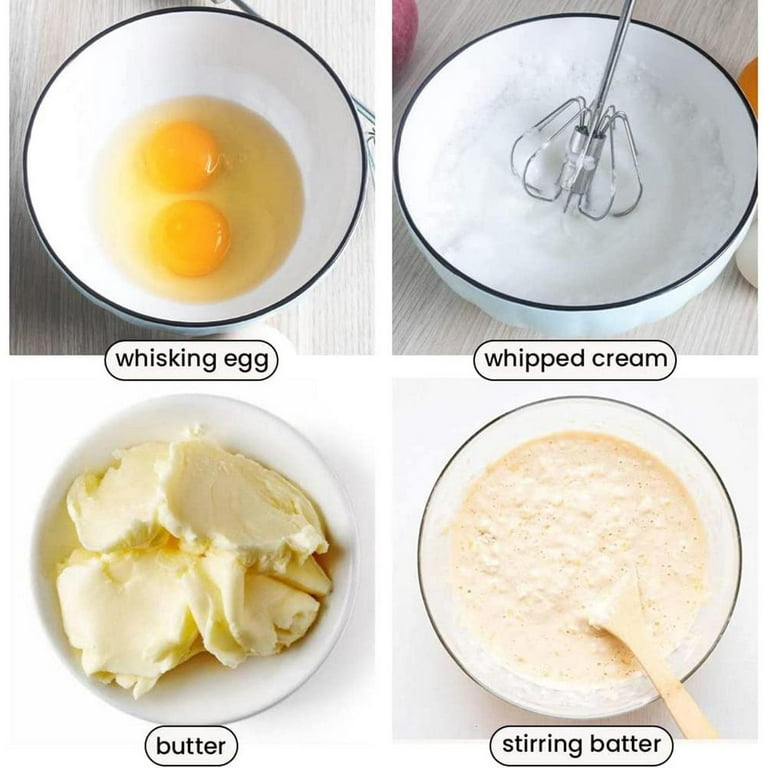 Egg Beater, Food Grade Stainless Steel Semi-automatic Hand Push Whisk  Blender
