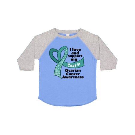 

Inktastic I Love and Support my Cousin with Teal Ribbon Heart Gift Toddler Boy or Toddler Girl T-Shirt