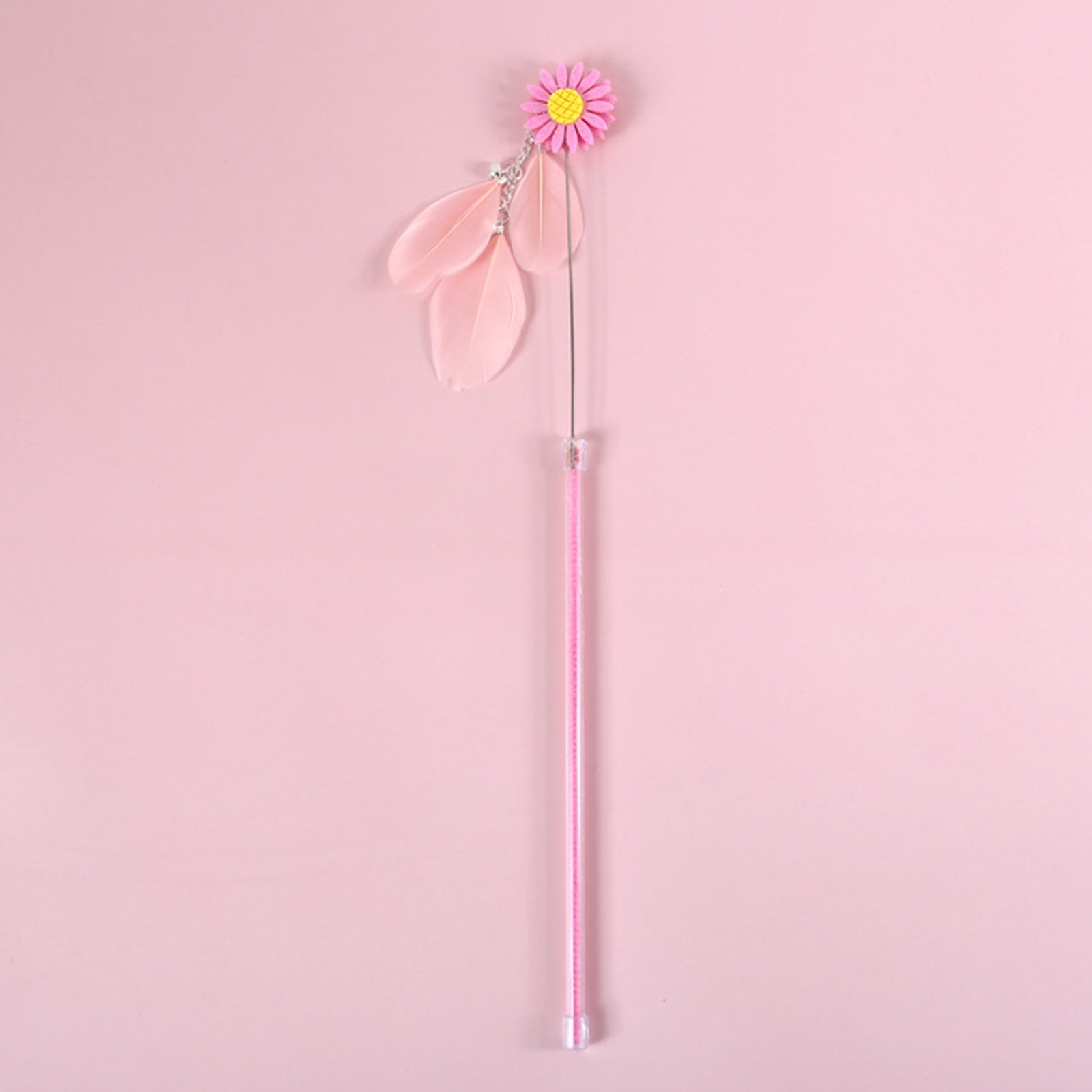 DOPI Cats Wand Toy Flower Feather Decor Pet Interaction Handmade Cats Stick Teaser Toy with Bell Cats Supplies