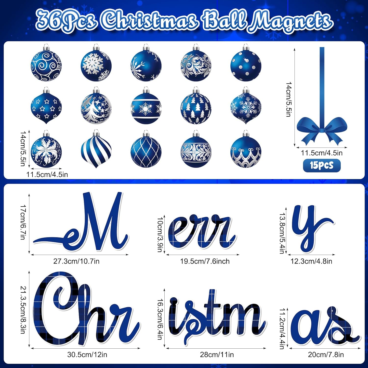 CozyNestFinds 36 Pcs Christmas Garage Door Magnets Decorations, Xmas Ball Garage Door Decorations, Merry Christmas Magnets Stickers for Refrigerator Fridge Kitchen Car Indoor Outdoor Decorations