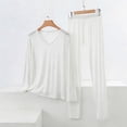 thumbnail image 2 of Conjunto de Ropa Interior Larga de Mujer Cuello en V Manga Larga Lencería Casual Ropa de Dormir Pajama Set Confort Suave, Lencería de Manga Larga para Mujeres, 2 of 5