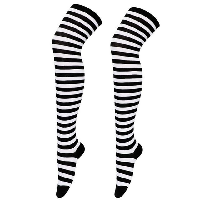 GDREDA High Long Stockings Over Knee Socks Party Socks Knee High Long Striped Stocking Socks 1 Pair Glow in The Dark Fishnet Stockings Net Tights for Women Fishnets for Women Small