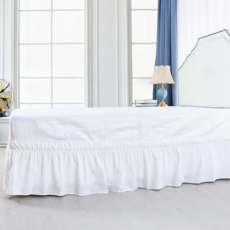 Pleated Bed Skirt Polyester Wrap Around Dust Ruffle White ...