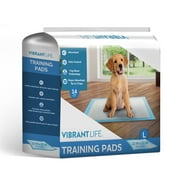Vibrant Life Training Pads – Super Absorbent, Leak Proof, Fast Dry Dog and Puppy Pee Pads – L 22 in x 22 in, 14 Count