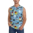 thumbnail image 2 of Lsque Pirate Marine Animals Print Men's Cotton Blend Sleeveless Muscle Shirts (S-3XL)- Moisture Wicking, Odor Protection, UPF 30+,Medium, 2 of 8