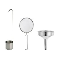 LEORX 1Set Stainless Steel Household Oil Funnel Wear Resistant Convenient Wine Funnel for Liquid Transfer