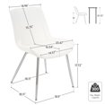 thumbnail image 2 of Modern Faux Leather Dining Chairs Set of 2, Upholstered Dining Side Chairs with Metal Legs, Comfort Backrest Chair For Kitchen Dining Room Cafe(White, Silver Legs), 2 of 8