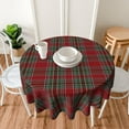 thumbnail image 3 of Checkered Christmas Tablecloth 70 Inch Round Red Green Retro Plaid Table Cloth Wrinkle Resistant Polyester Christmas Decorations Winter Xmas Holiday Round Table Cover for Dinner Party Decor, 3 of 6