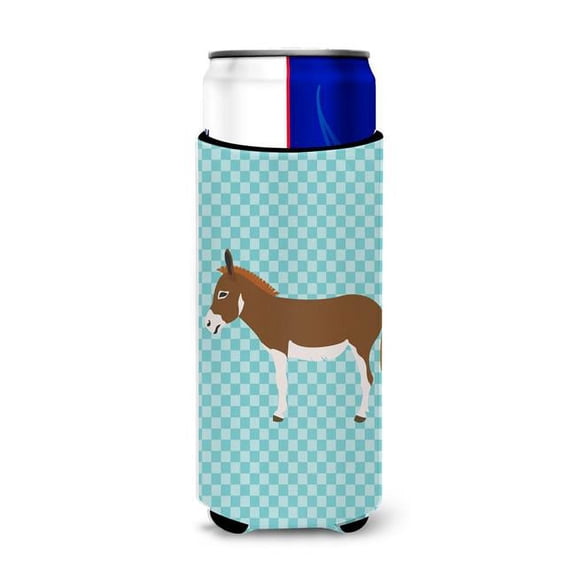 Carolines Treasures BB8021MUK Miniature Mediterranian Donkey Blue Check Michelob Ultra Hugger for Slim Cans