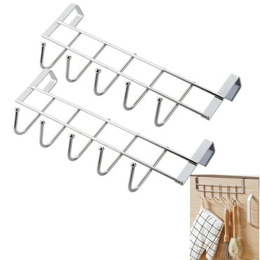 2Pcs Cabinet Hooks, Over The Door Hook of Cabinet, Towel Rack for Kitchen Cabinet,Stainless Steel Shower Door,9.5"L ×4.5"H