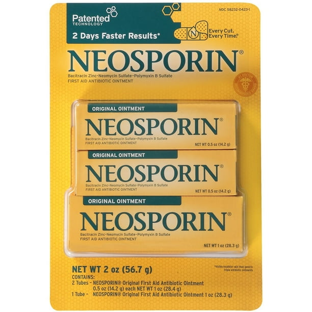 Neosporin Original First Aid Antibiotic Ointment, 0.5 Oz, 2 Ct + 1.0 Oz, 1 Ct