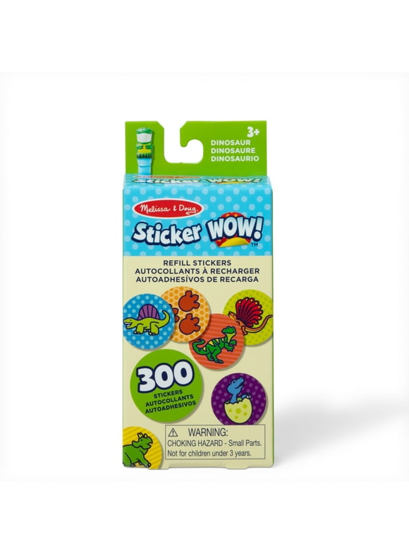 Melissa & Doug Sticker WOW! 300+ Refill Stickers for Sticker Stamper Arts and Crafts Fidget Toy Collectibles  Dinosaur Prehistoric Theme, Assorted (Stickers Only)