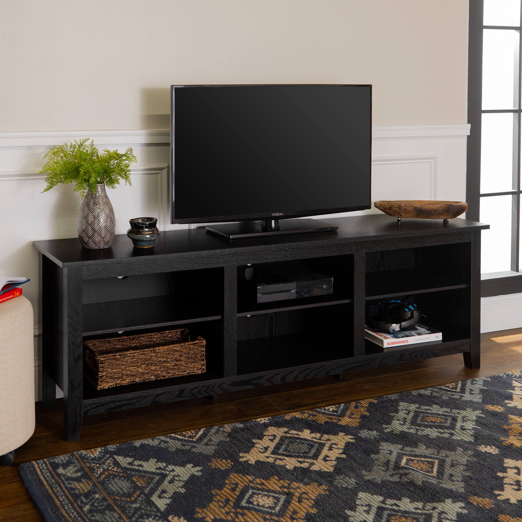 Manor Park Wood TV Media Storage Stand for TVs up to 78"
