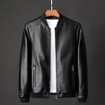 thumbnail image 2 of Baberdicy Faux Leather Jacket Mens Casual Baseball Collar Coat Leather Coat, Classic Windproof Outwear Black Xxl, 2 of 8