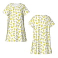 thumbnail image 3 of Bixox Yellow Lemon Leaves Pattern Women's Nightgown, Soft & Breathable Sleepwear, Round Neck Knee-Length Pajama Dress,Loungewear for Home & Sleep, 3 of 7