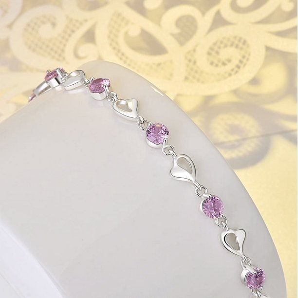 Pulsera de amor de cristal de plata pura S925 para mujer, pulsera de diseño de nicho de lujo ligero