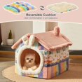 thumbnail image 5 of Cute Small Dog House Indoor, Foldable House Kennel Bed Mat with Cushion, L Size Tent Up to 25 Lbs, Dog Cave Bed with Non-Slip Bottom, Rainbow, 5 of 14