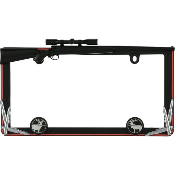 Cruiser Accessories License Plate Frame Hunting Matte Blk/Orange w/Fastener Cap 19656