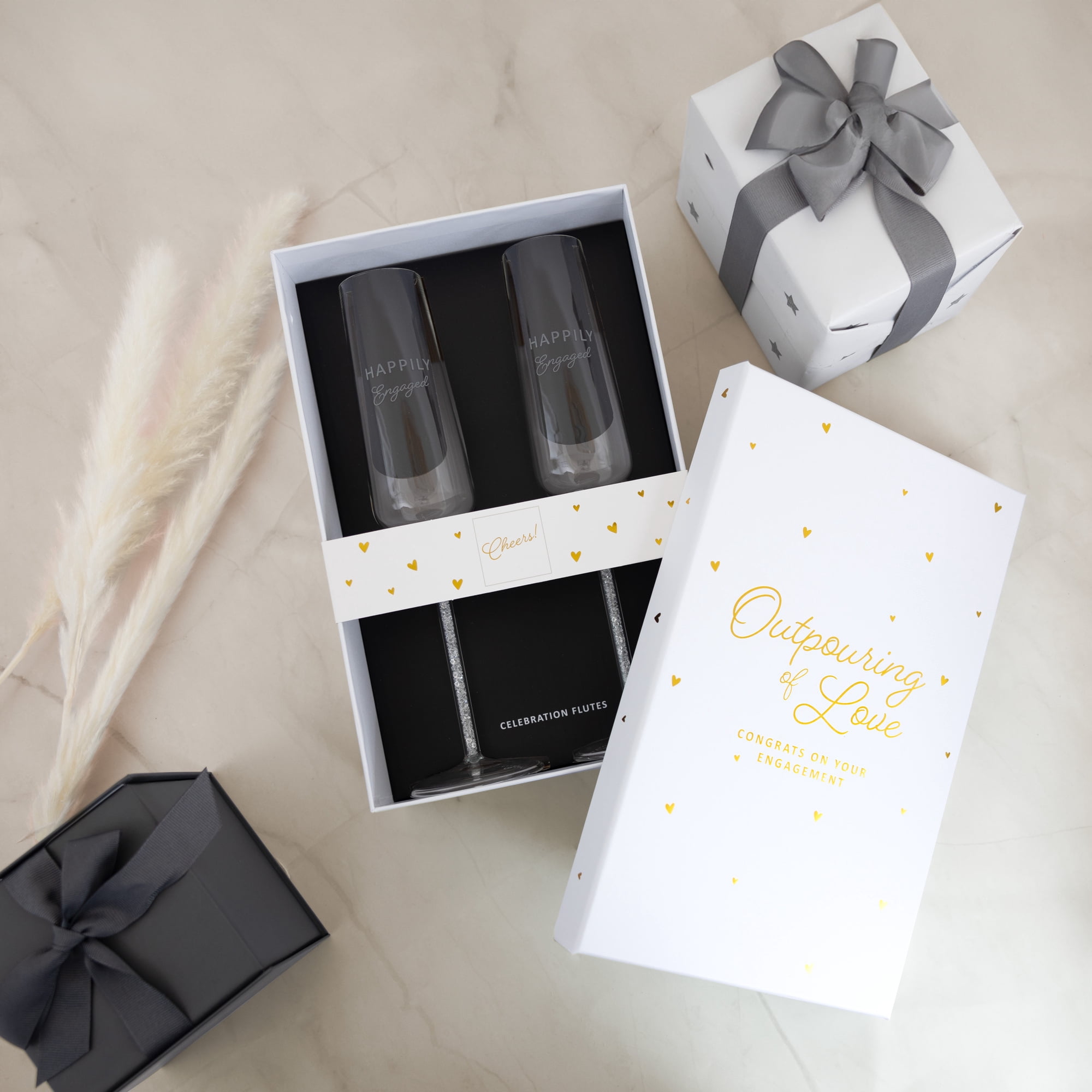 Engaged - Gift Boxed 7 oz Glass Toasting Flute Set