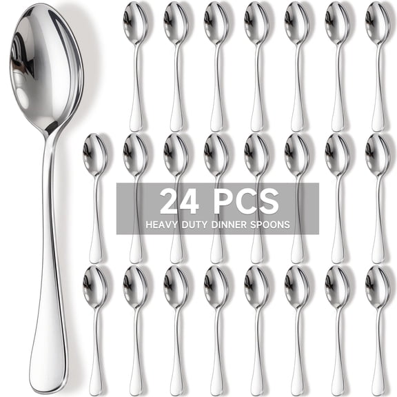 Astercook Dinner Spoon Set, 24-Piece Premium Food-Grade Stainless Steel Tablespoons Silverware, Mirror Polished & Dishwasher Safe, Heavy Duty Flatware Ideal for Kitchen, Restaurant & Party Use
