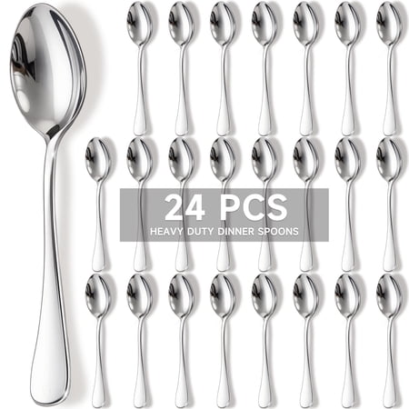 Astercook Dinner Spoon Set, 24-Piece Premium Food-Grade Stainless Steel Tablespoons Silverware, Mirror Polished & Dishwasher Safe, Heavy Duty Flatware Ideal for Kitchen, Restaurant & Party Use