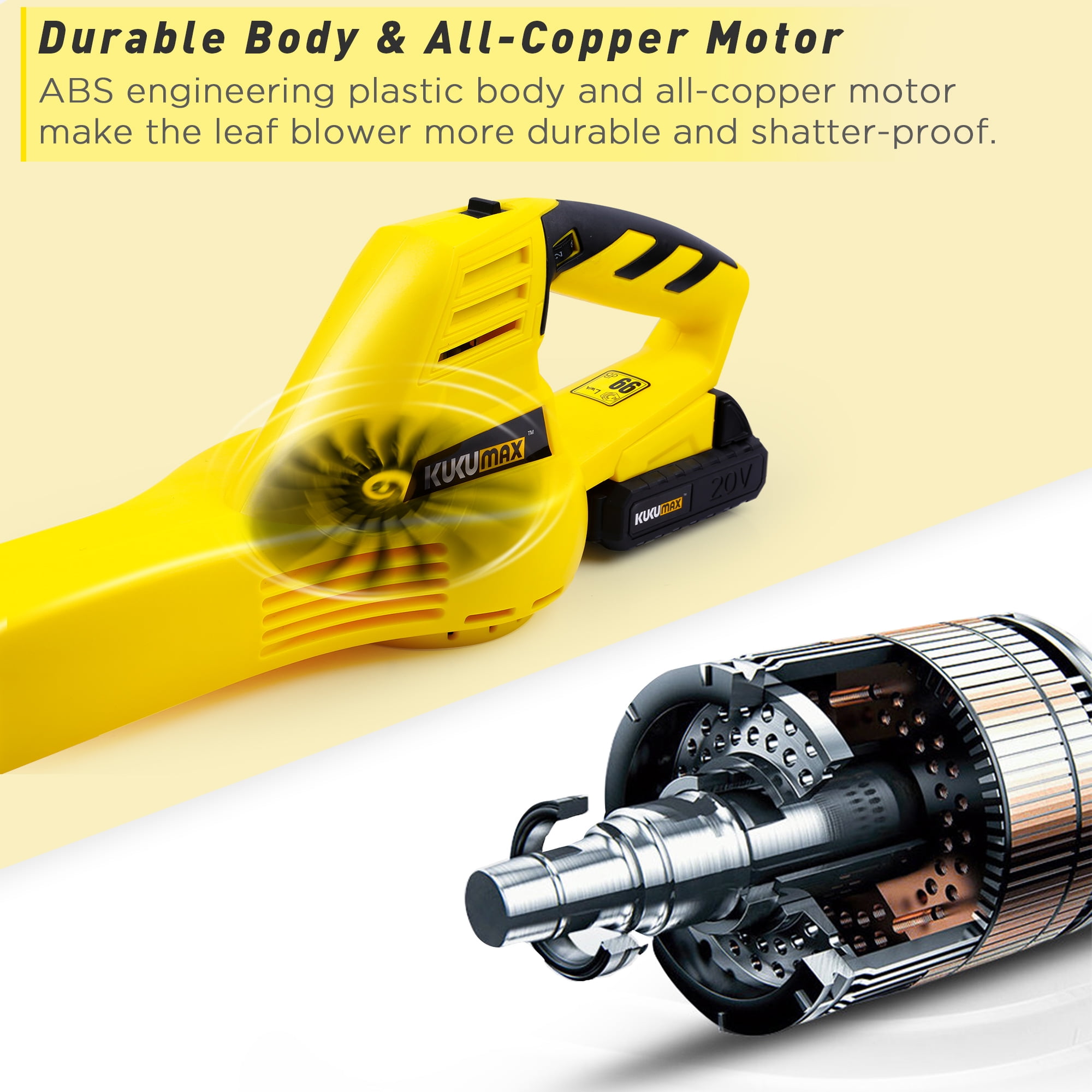 IPOW 20V 130 MPH 6 Speed Cordless Leaf Blower Sweeper, 2.0Ah Battery and Charger Included